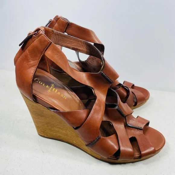 Cole Haan Women’s Dark Brown Leather Air Kimry OT Wedge Platform Shoes Sz 11 - Picture 2 of 6
